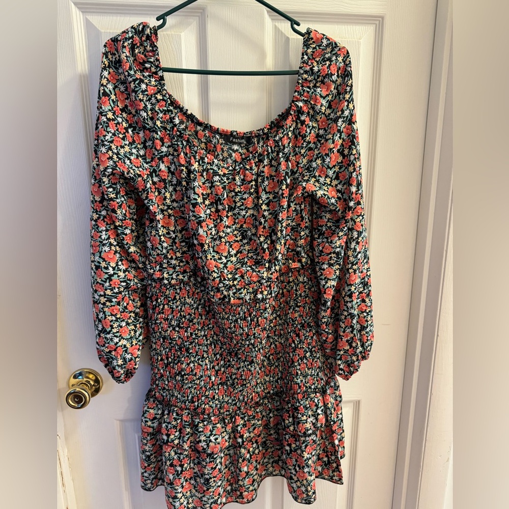 Black Floral Dress | Size XL